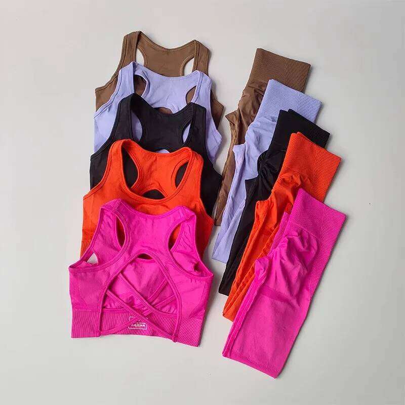 Women's tracksuit Fitness Suit Yoga Sets Sportswear Workout Bra+High Waist Leggings Gym Clothing Seamless Sports Suits 26H0311