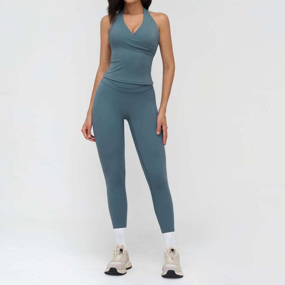 2PCS Yoga Women Tracksuit Athletic Wear Gym Clothing Fitness Outfits Workout Set Sportswear High Waist Leggings Sports Suits 26H0311