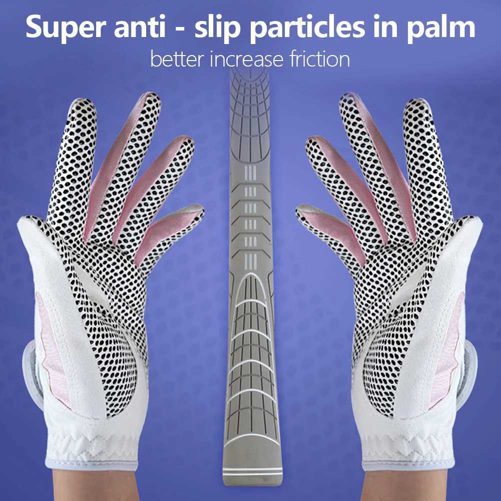 1 Pair Womens Gloves Microfiber Cloth Fabric Breathable Non-Slip Gloves Club Swing Putting Training Gloves M260311