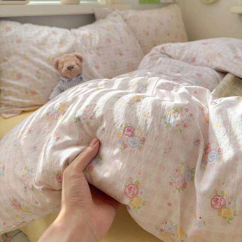 2025 new class A super soft double yarn four-piece printing fashion kapok small floral student dormitory bed three-piece set H260311