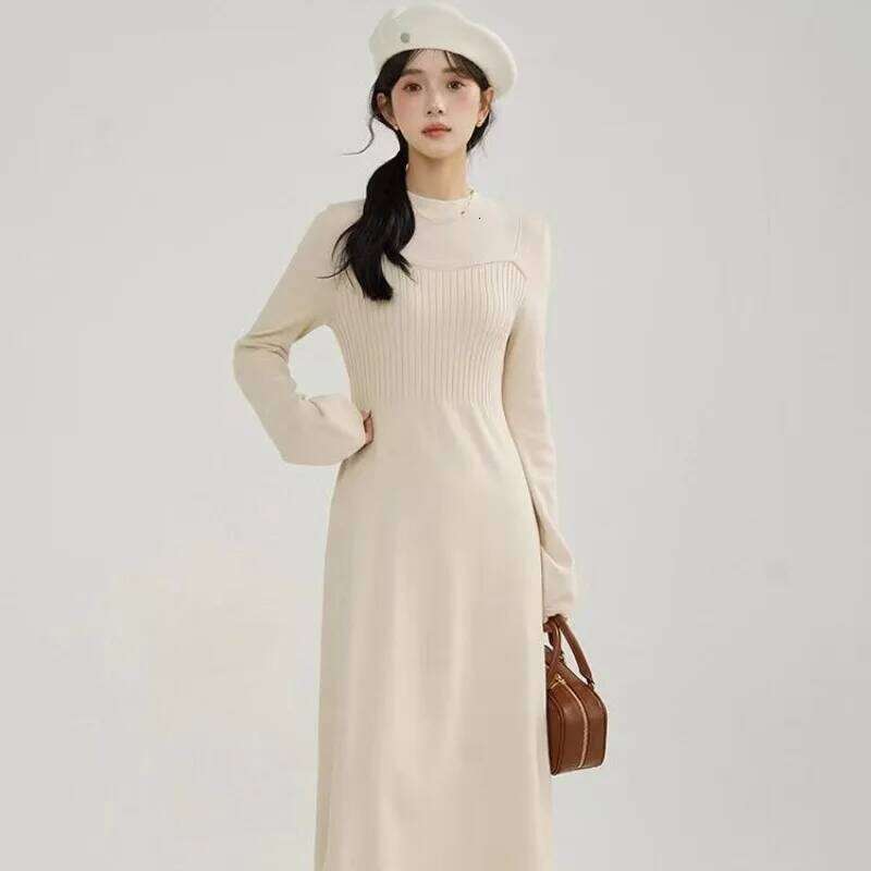 Gentle Bottoming Knitted Dress Women in Autumn Winter New Slim Fit Inner Long Skirt Style Z260311