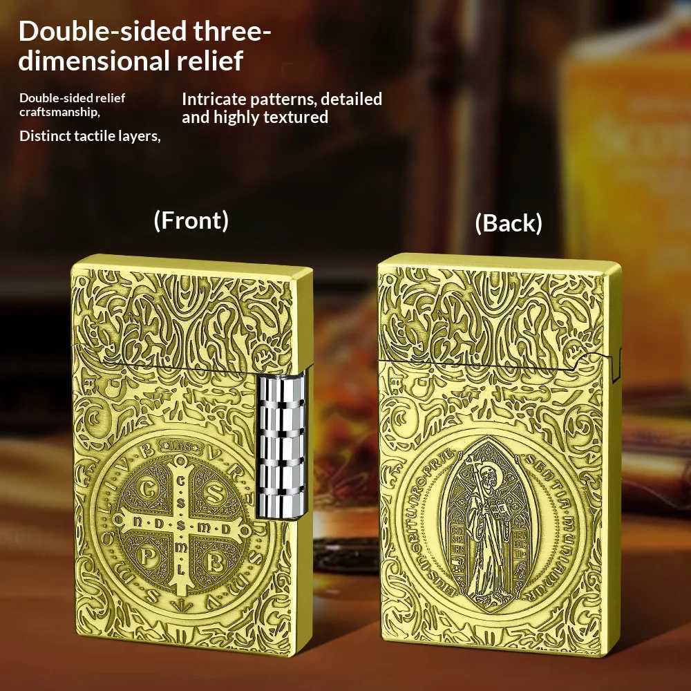 Constantine Grinding Wheel Inflatable Lighter Loud Steel Sound Side Sliding Oblique Flame High-End Gift Lighter N260311