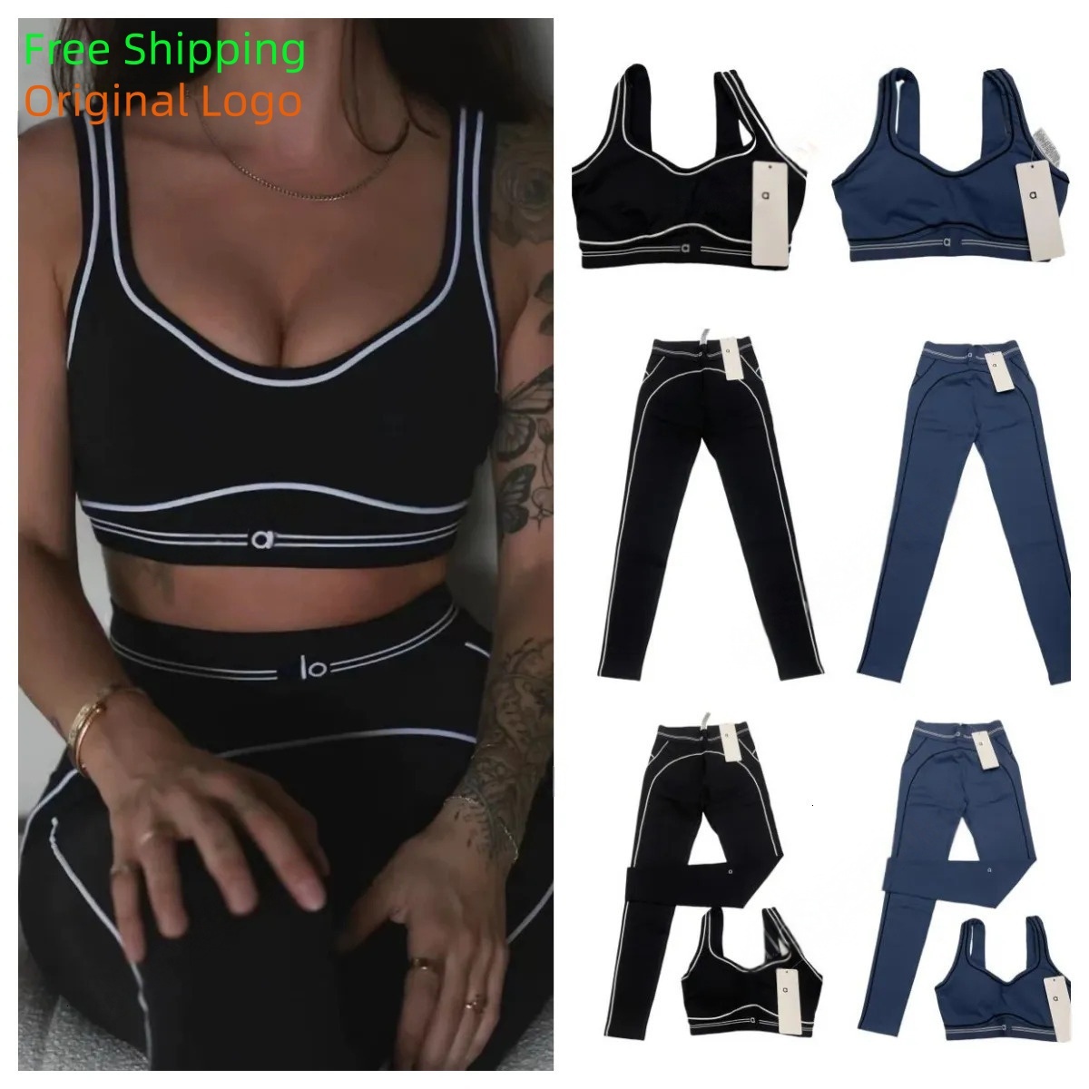 2026 NEW 10A Breathable Leggings Soft Elastic Socks Outfits Pants Fitness Wear Set alosetnessitys women Clothes Shorts Sports Bra aloSportsalo sets women set