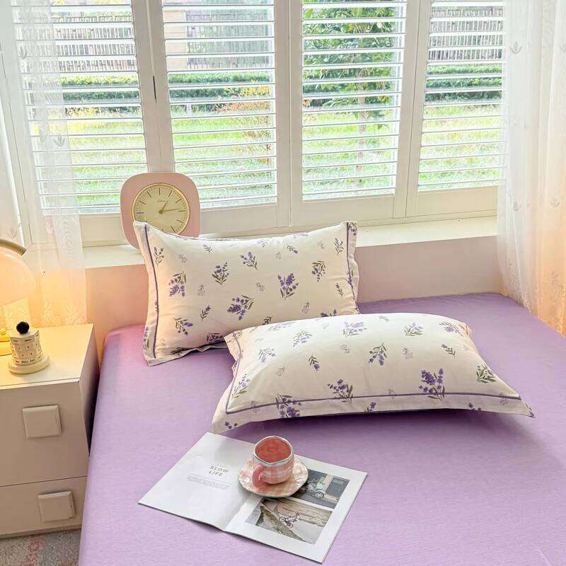 100% Cotton Lavender Print Cover 3-Piece 1 Duvet + 2 Pillowcases - Breathable & Fade-Resistant, Bedding Set H260311