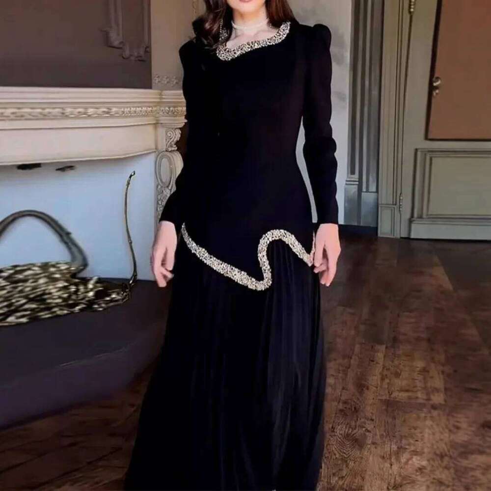 2025 Spring Summer American European New Fashion Women's Long Sleeve Ankle Length Studded Casual Trendy Loose Dresses Z260311