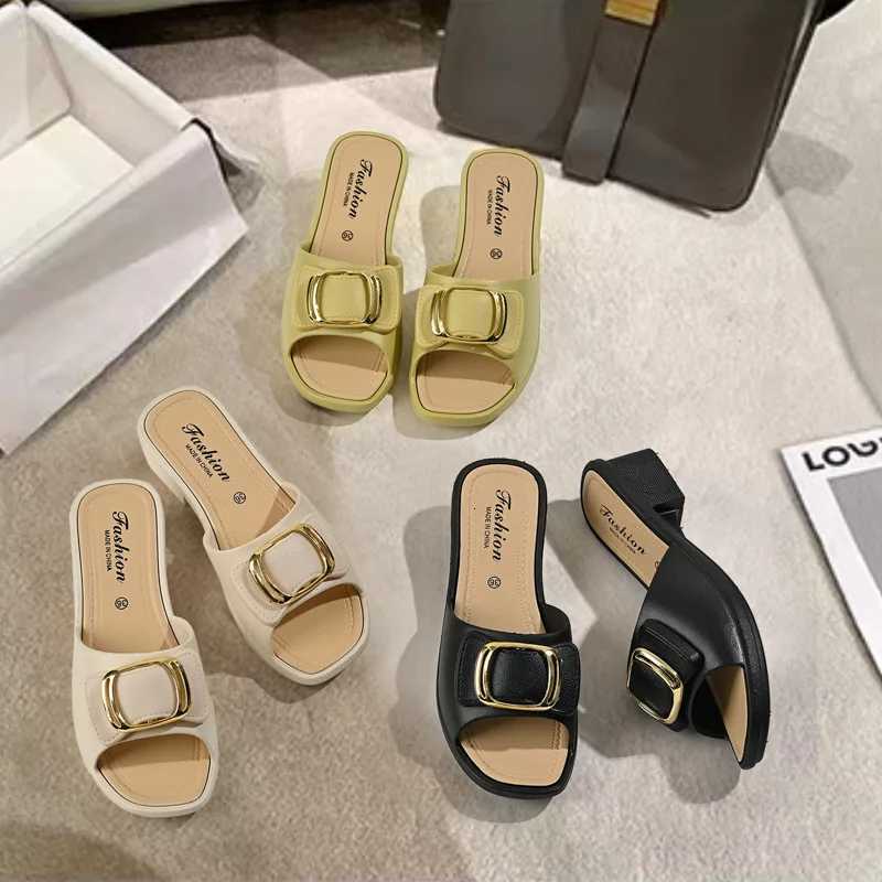 Womens Versatile Summer Sandals - Fashion Thick Sole Flip Flops Non-Slip Durable Outdoor Slides for Beach/Street Wear K260311