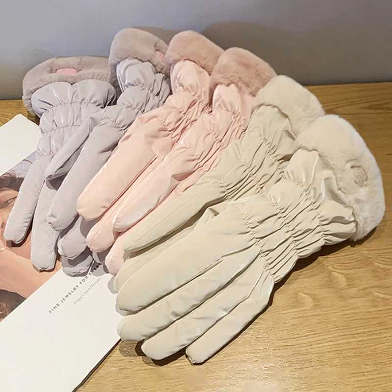 1Pair Ski Gloves Women Winter Fleece Thickened Warm Windproof Waterproof Touch-Screen Gloves For Outdoor Riding Mountaineering M260311