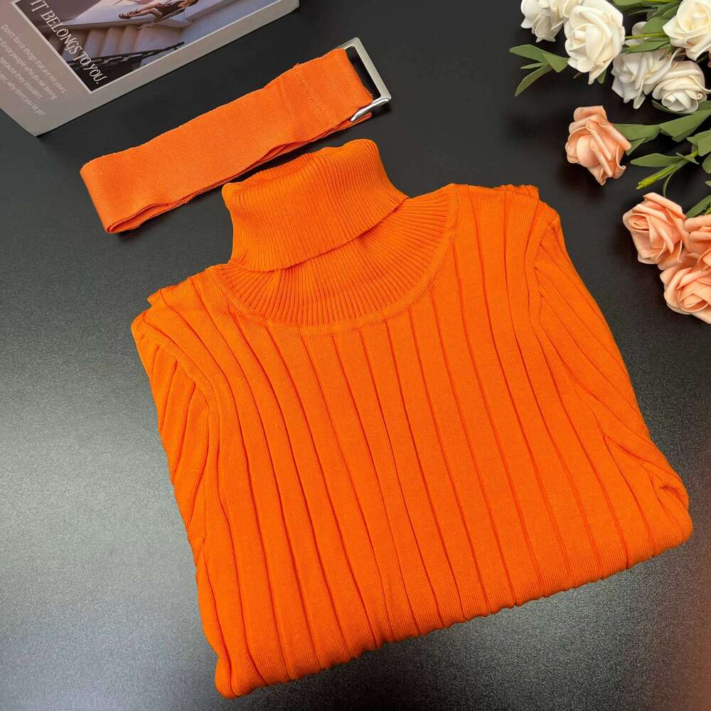 YuooMuoo Chic Fashion Sexy Package Hips Rib Knitted Bodycon 2024 Autumn Winter Turtleneck Belt Sweater Dress Long Vestidos Z260311