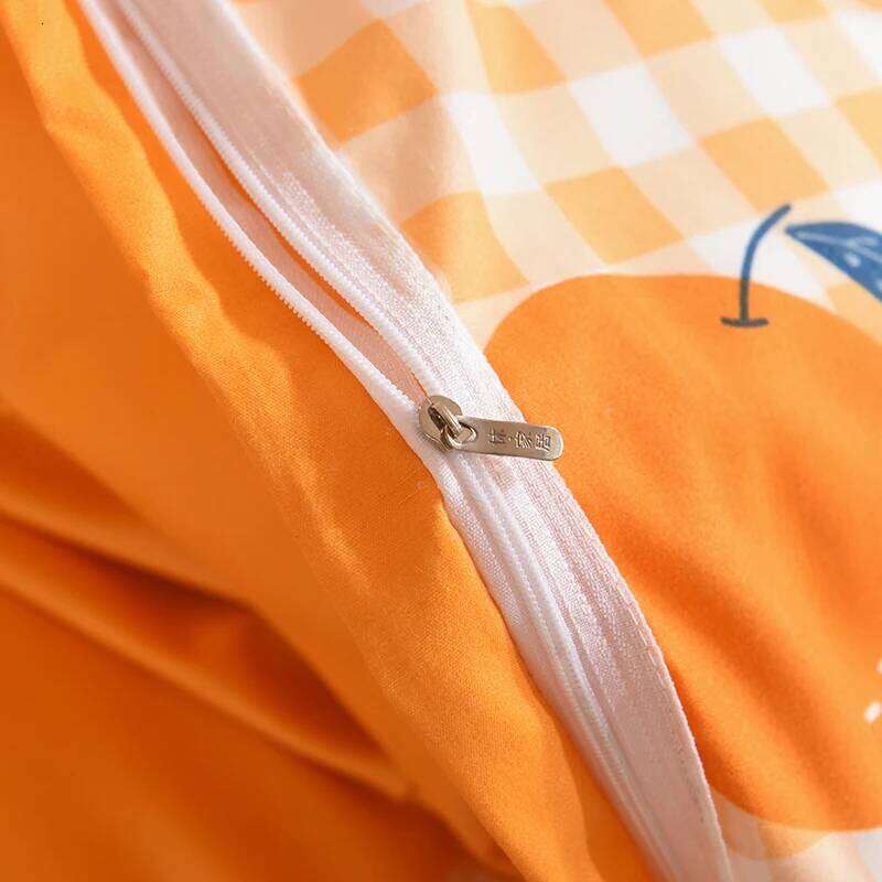 Ins Orange Checkerboard Duvet Cover Flat Sheet Pillowcases Twin Full Double Size Pink Blue Bedding Set Home Decor For Kids Adult H260311