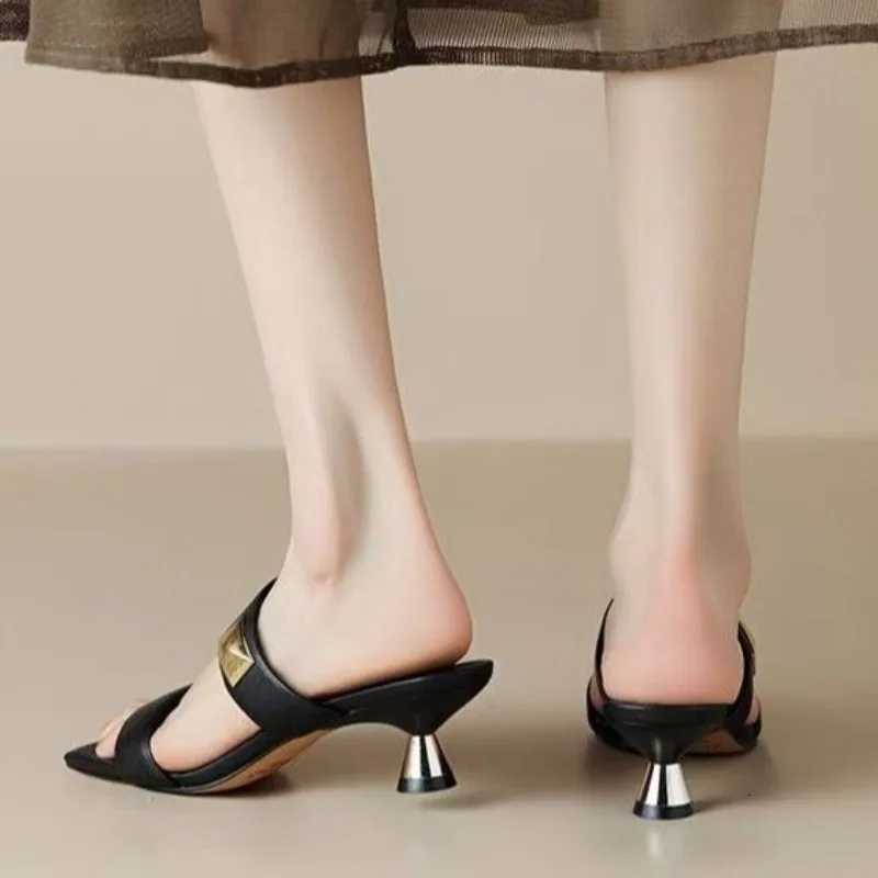 Square Toe Women High Heels Slippers Heeled Sandals Party New 2025 Summer Shoes Sexy Dress Designer Woman Pumps K260311