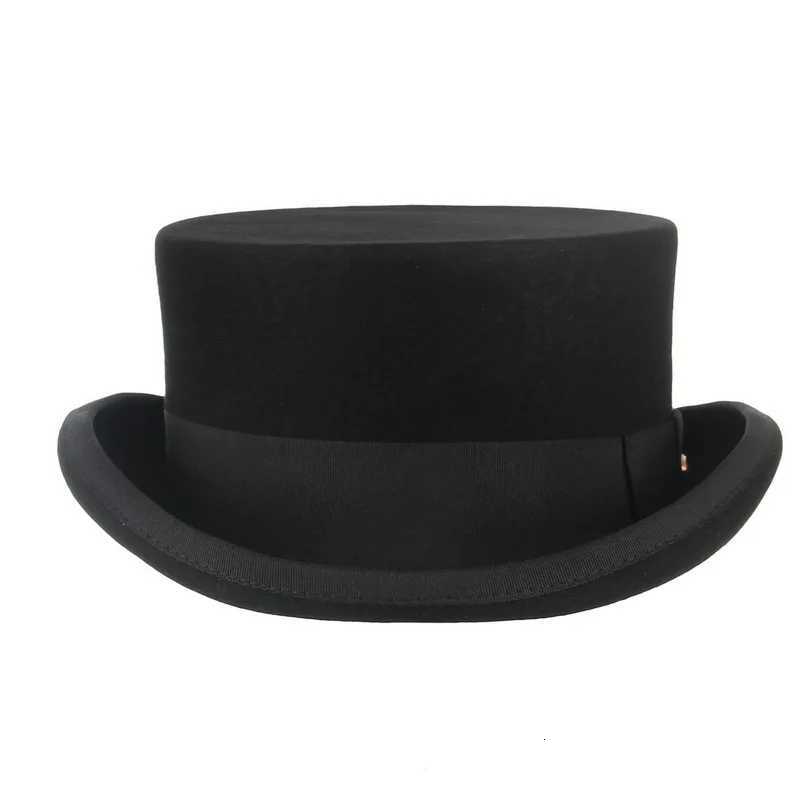 Men top hat Wool Bowler Hat Derby Hat Autumn Winter Vintage British Style Jazz Cap Presidential Hat 11 cm high magician hat X260311 - view 3