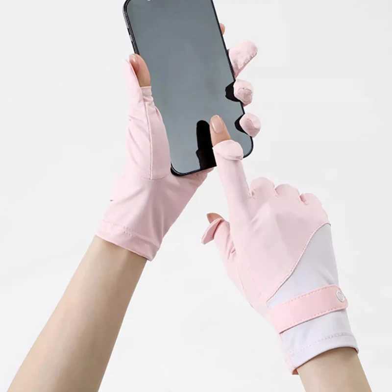 1 Pair Sun Protection Gloves One Size Sunscreen Breathable Anti-UV Cooling Fabric Slip Gloves For Outdoor Cycling Driving M260311