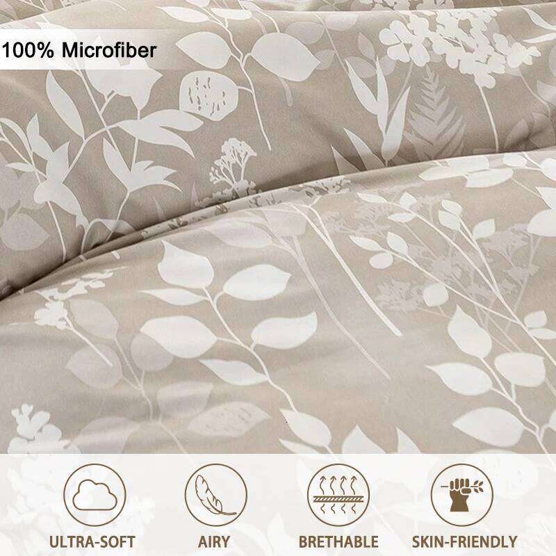 3pcs/set Leaf Floral Pattern Set1 & 2 PillowcaseSoft And Skin-Friendly Duvet Cover Bedding Set For H260311 - view 4