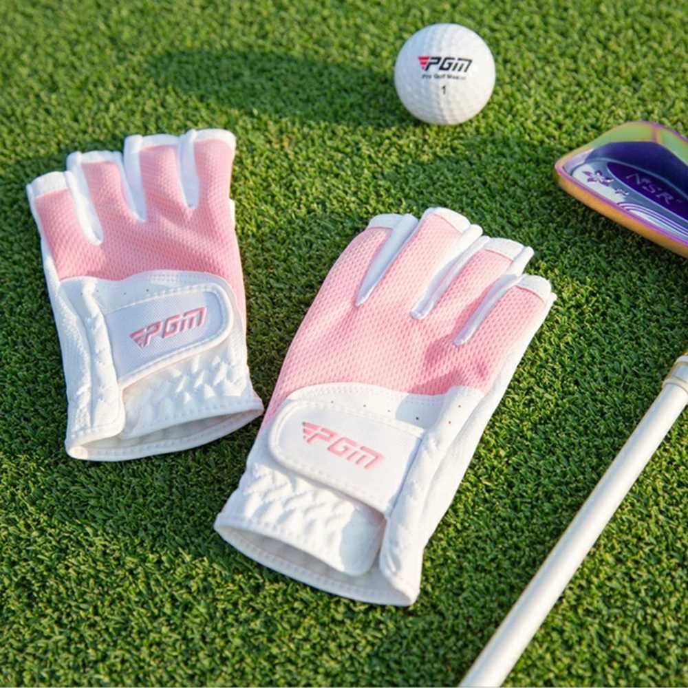 PGM Womens Open Finger Gloves Adjustables Breathable Mesh PU Sunscreen Finger Cover s Accessories For s Lovers M260311