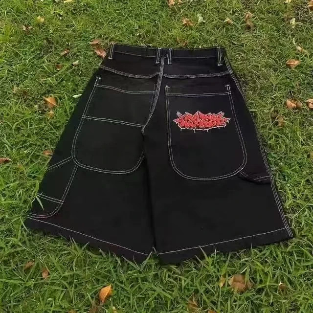 Vintage Diamonds Graphic Baggy Denim Shorts Goth Y2K Fashion Harajuku Casual High Waist Wide Leg Shorts Streetwear 260309