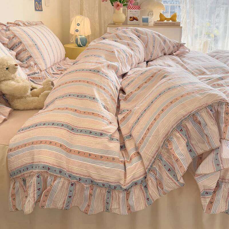 3 Piece Seersucker Stripe Duvet Cover Set, Comfortable Bedding Set Bedspread for All Seasons H260311