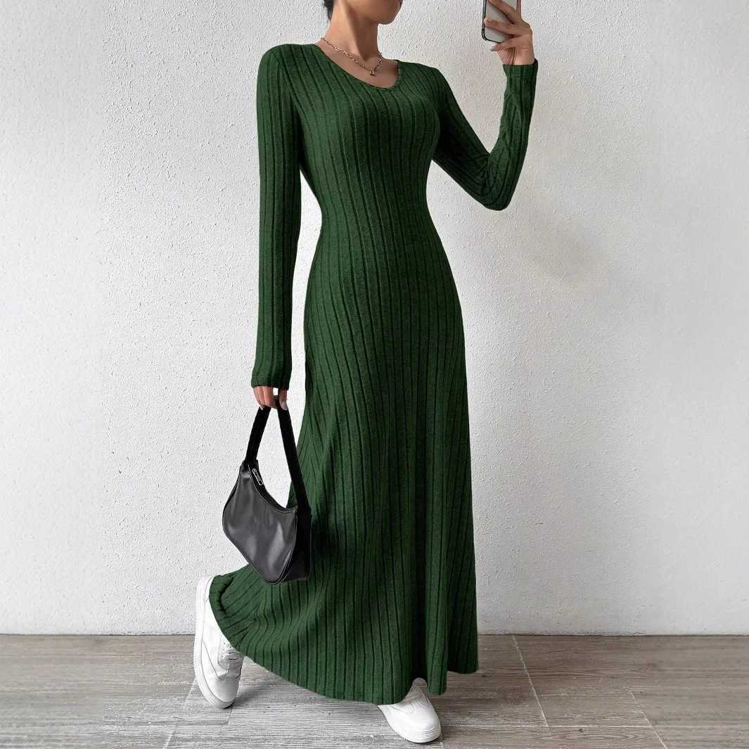 Knitted Maxi Dress Women Elegant Party Autumn Winter O Neck Long Sleeves Sexy Slim Long Dresses Casual Holiday Street Dress Robe M260311