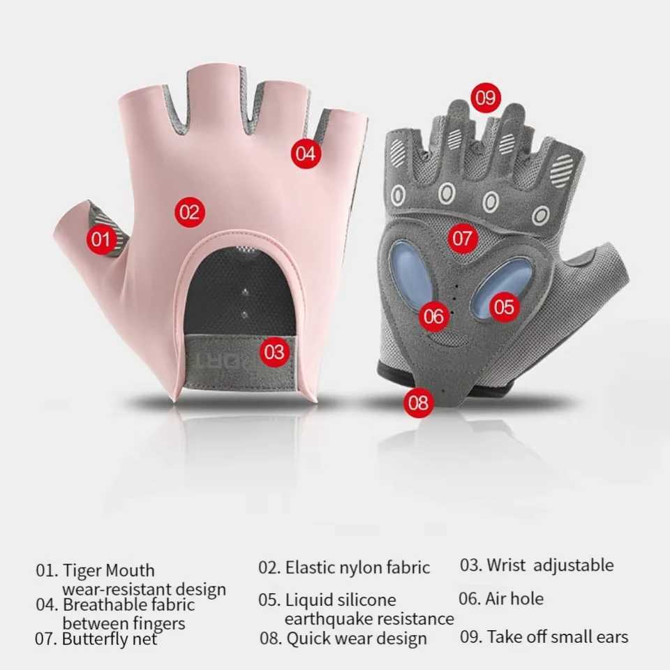 1Pair Sports Gloves Outdoors Bicycle Anti-Slip Durable Damping Breathable Half-Finger Gloves Mountain Climbing Fitness Men Women M260311