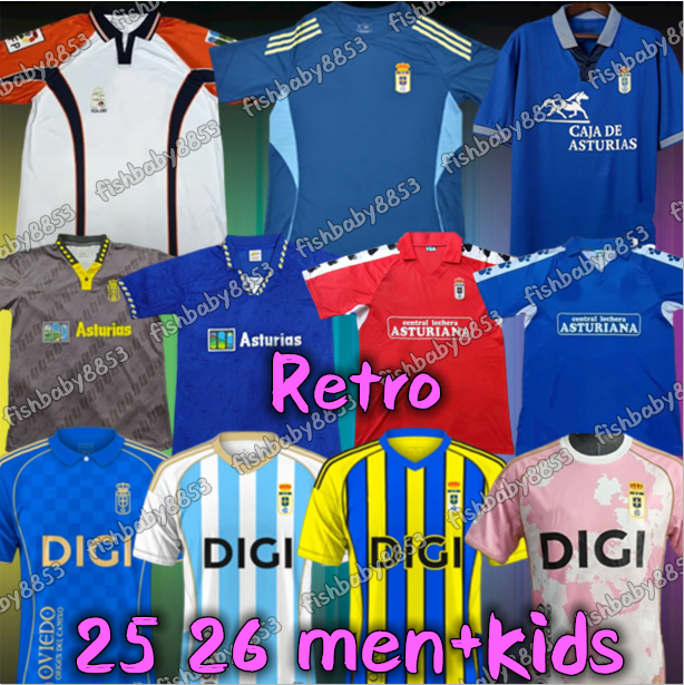 25 26 Real Oviedo Camisetas de Soccer Jerseys Retro 1990 91 92 95 96 97 ALEMAO S.CAZORLA BORJA CAMARASA SEOANE R.FOLCH Y.MOSSA BORJA 2025 2026 Mens kids kit Football shirts