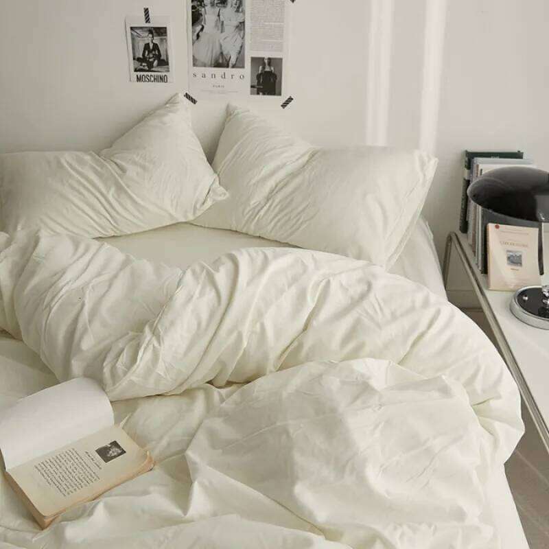 2025 Simple Skin-friendly A-class Water Wash Four-Piece Color Student Kit Pure Cotton Bed Sheet Set H260311