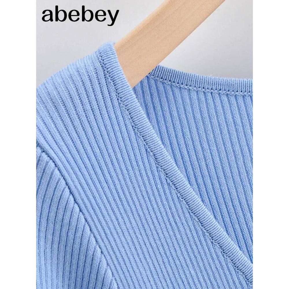 2026 New Basic Fashion Women Elastic Solid Elegant V Neck Sweater Sleeve Ladies Side Open Midi Long Dress Z260311