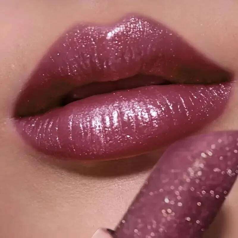 Glitter Pearlescent Lipstick, Waterproof Long Lasting Lip Color, Hydrating Plump Lips for Daily & Party Makeup W260311