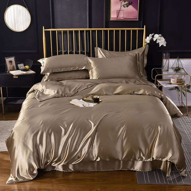 End Home Emulation Silk Satin Single Double Duvet Cover Set High Quality King Queen Size Bedding Sets H260311