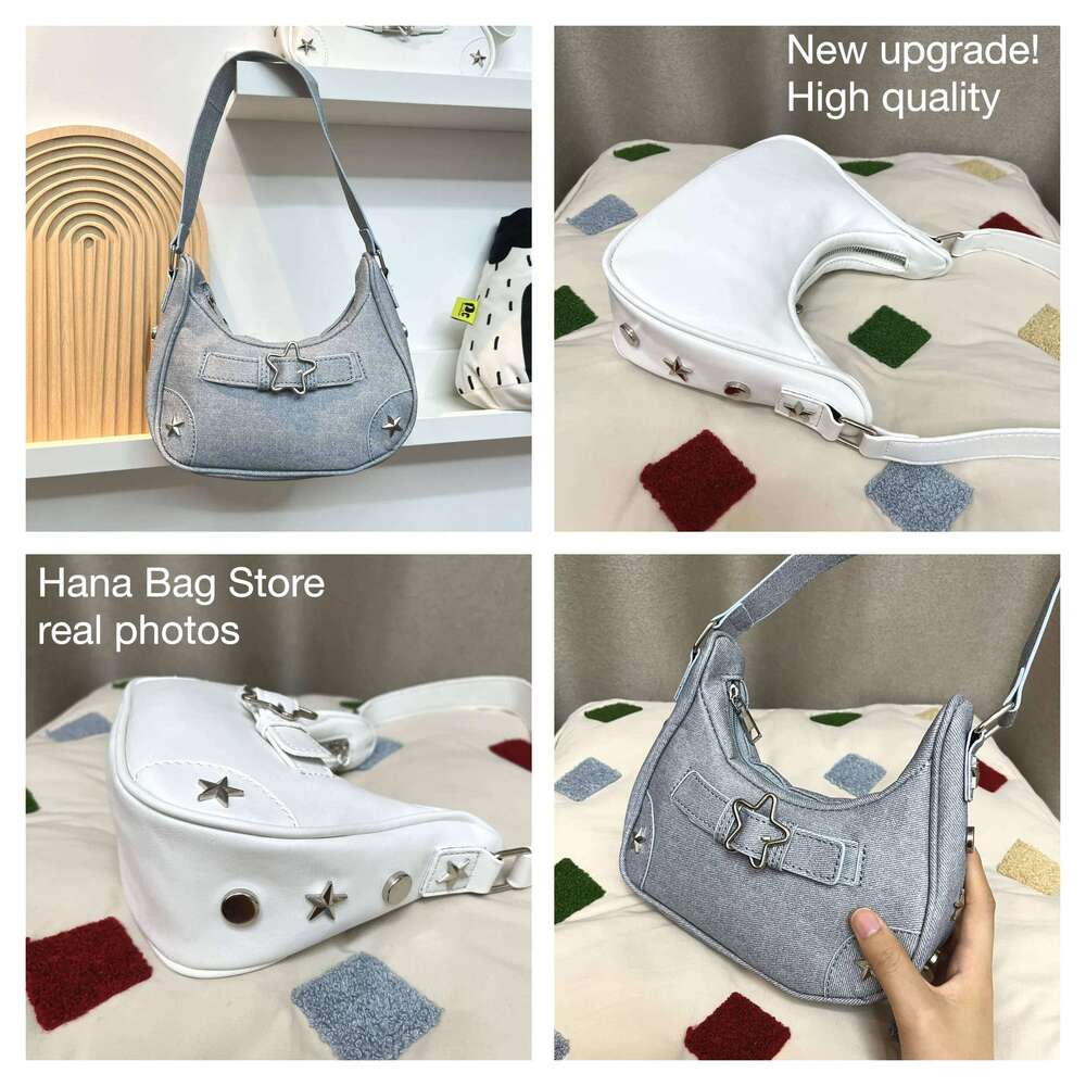 Vintage Star Handbags for Women Fashion Hobos Shoulder Underarm Ladies Clutch Pu Leather Female Armpit Purses Y2k Cool Bag XJ260311