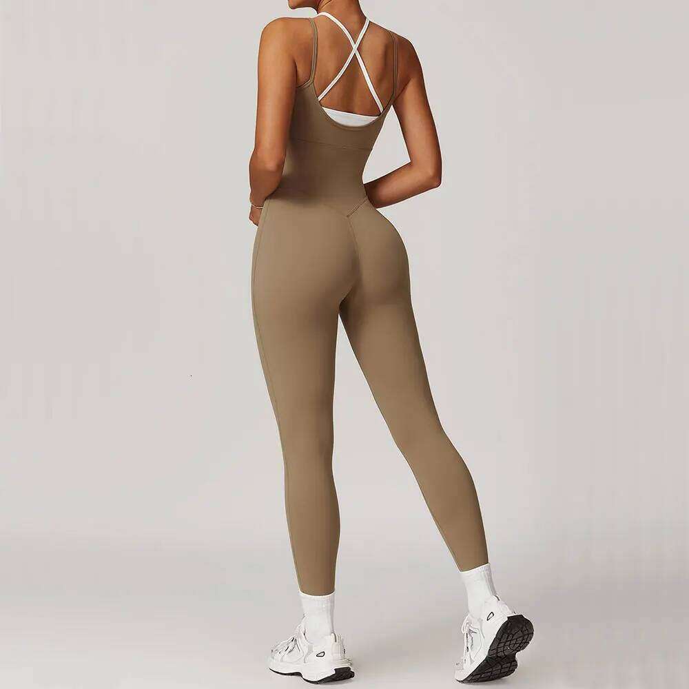 Color Blocked Gym Set Yoga Suit Cross Sportswear Women Sports Jumpsuit Fitness Rompers Workout Bodysuits 26H0311