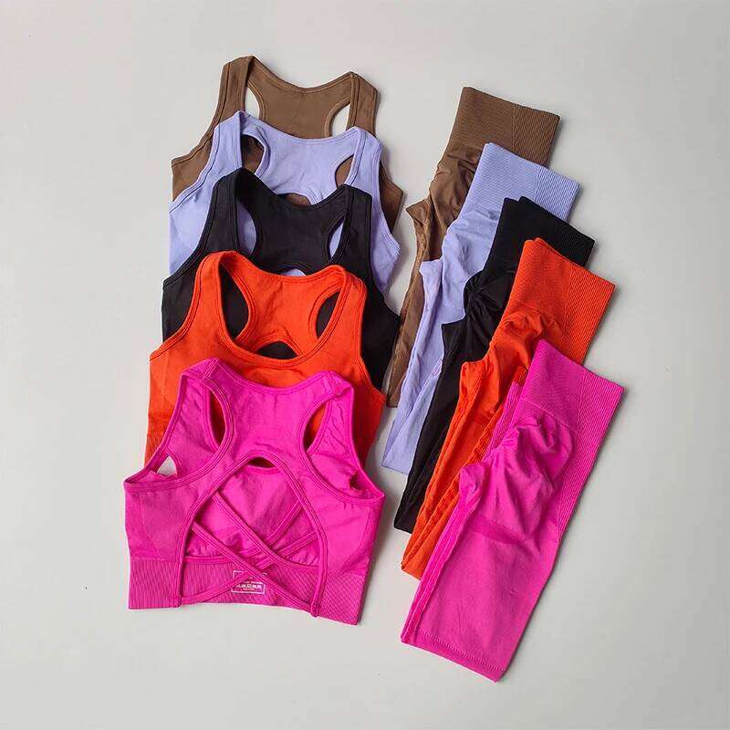2PCS Sports Women's Set Professional Fitness Tank Top Shockproof Running Leggings Yoga Suit Beautiful Bra Clothing 26H0311