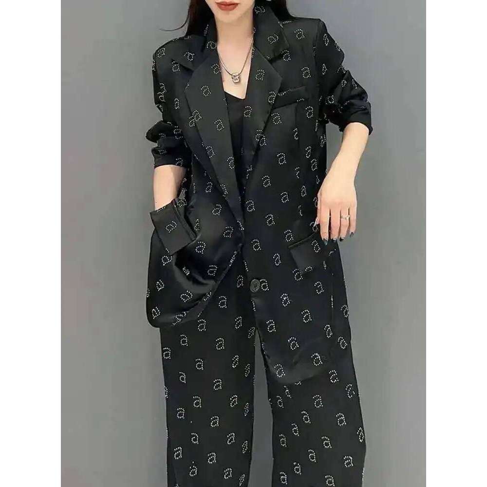 Spring And Autumn New Printed Suit Wide Leg Pants Two Piece Set Fashion Office Lady Elegant Women S Clothing MAKOUFEI