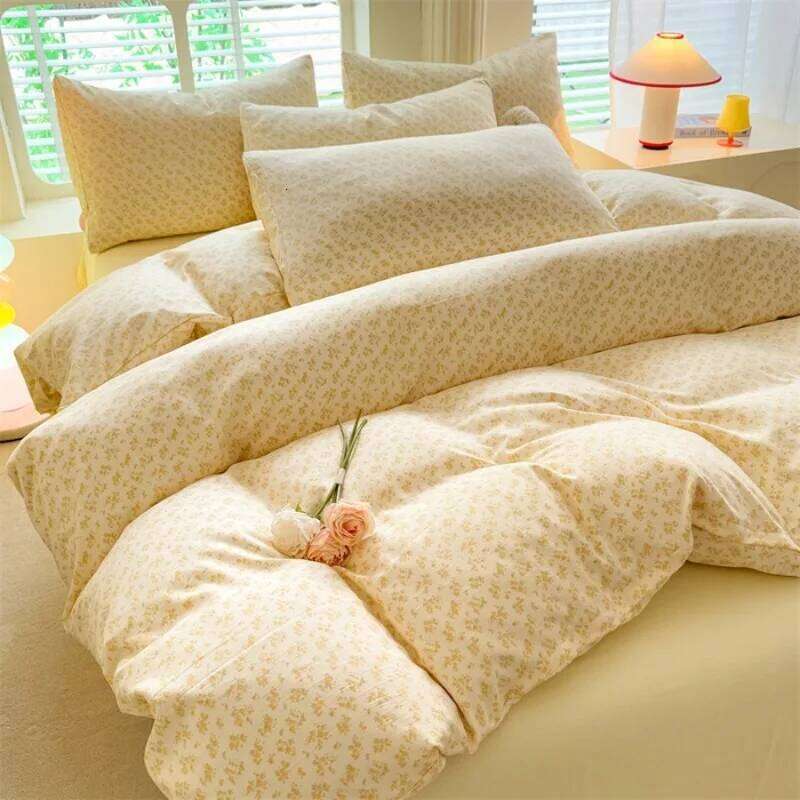 2025 New Four Seasons Available Small Floral Skin friendly Wash Cotton Bed Sheet Three Piece Set for Student Dormitory Use H260311