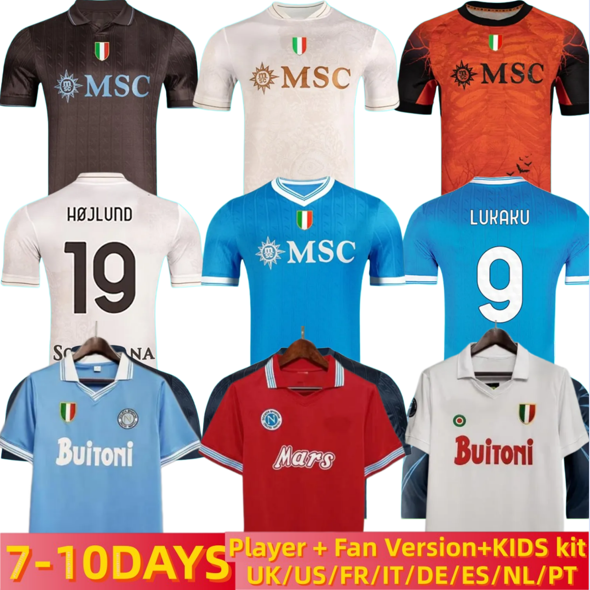 25 26 Napoli soccer jerseys KVARATSKHELIA LUKAKU DE BRUYNE special shirt HOJLUND maillot naples kid McTOMINAY BUONGIORNO MARADONA NERES 1986 retro football shirts