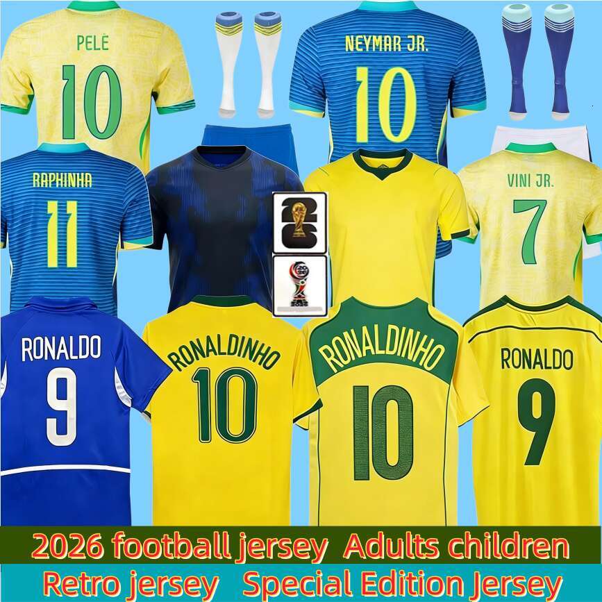 World Cup 2026 brazil jersey Brasil Soccer Jerseys Retro Football tops Shirt VINI JR RODRYGO NEYMAR PELE Vintage Ronaldinho camisa de futebol Kids kit maillot foot