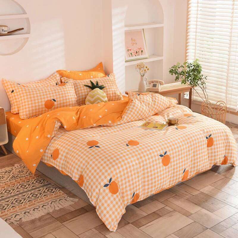 Bedding Simple Cute Pattern Advanced Fiber Fabric Does Not Hurt The Skin Quilt Three-Piece Set Suitable For Four Seasons H260311