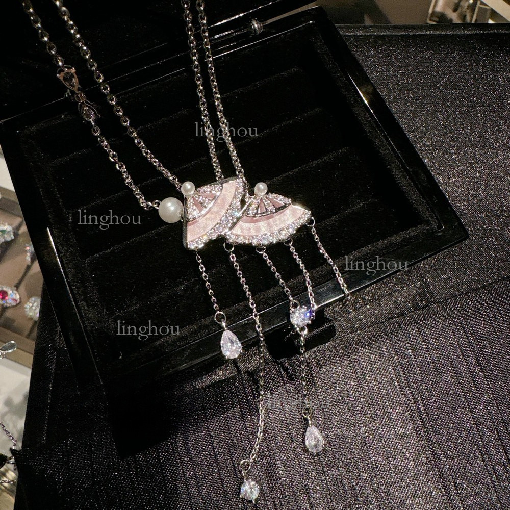 2026 Retro Scallop Mother Of Pearl Designer Necklace Luxury Brand Women's Jewelry Fashion Palace Style Pink Fan Earrings Trendy Accessories Whole