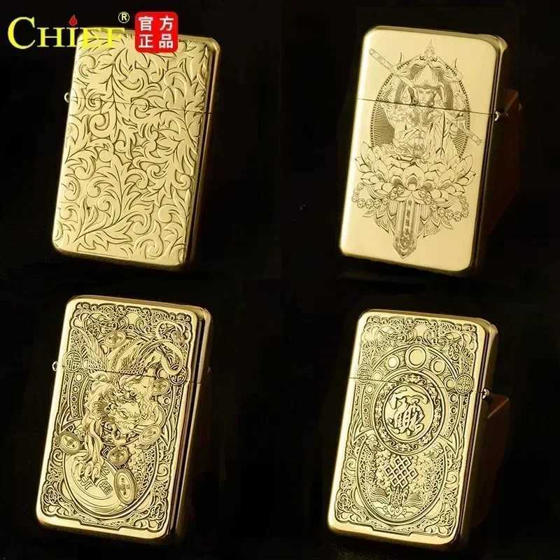 Chief Ultra-thin Brass Windproof Kerosiene Lighter Exquisite Engraving Workmanship Customizable Patterns Customized Lighter N260311
