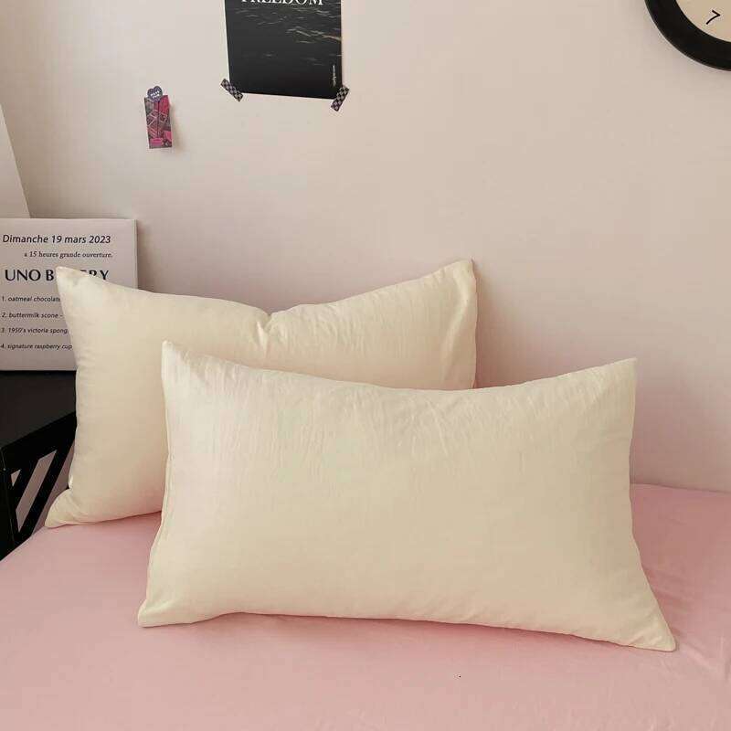 Super Cute Solid Bedding Set 3-Piece , 1 Duvet Cover 2 Pillowcases, Contrasting Color Design, Machine Washable,Colorfast H260311