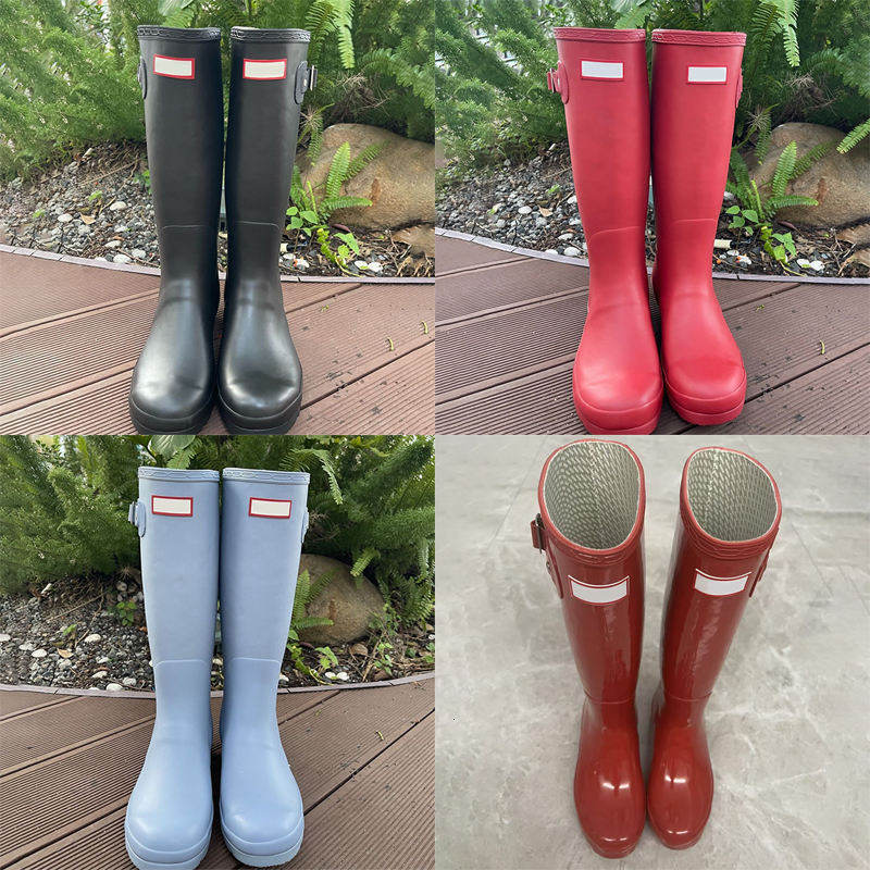 Designer Boots Women Rainboots Red Shiny Boots Original Tall Rain Boots Platform Waterproof Boot Luxury Rubber Water Shoes Wellington Boot 887