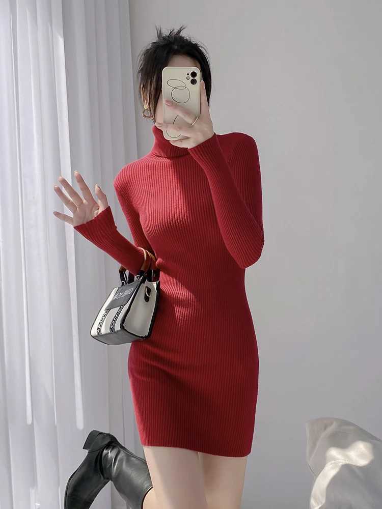 Spring Autumn Sexy Cross V-neck Wrap Hip Dresses Womens Knitted Sweater Dress Fashion Tight Short Dress LX1680 M260311