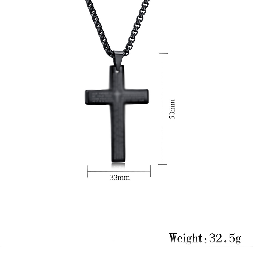 Stainless Steel Scriptures Cross Pendant Necklace Gold Chains Christian Lord's Prayer Cross Necklace for Women Men Dainty Dainty Christian Jewelr