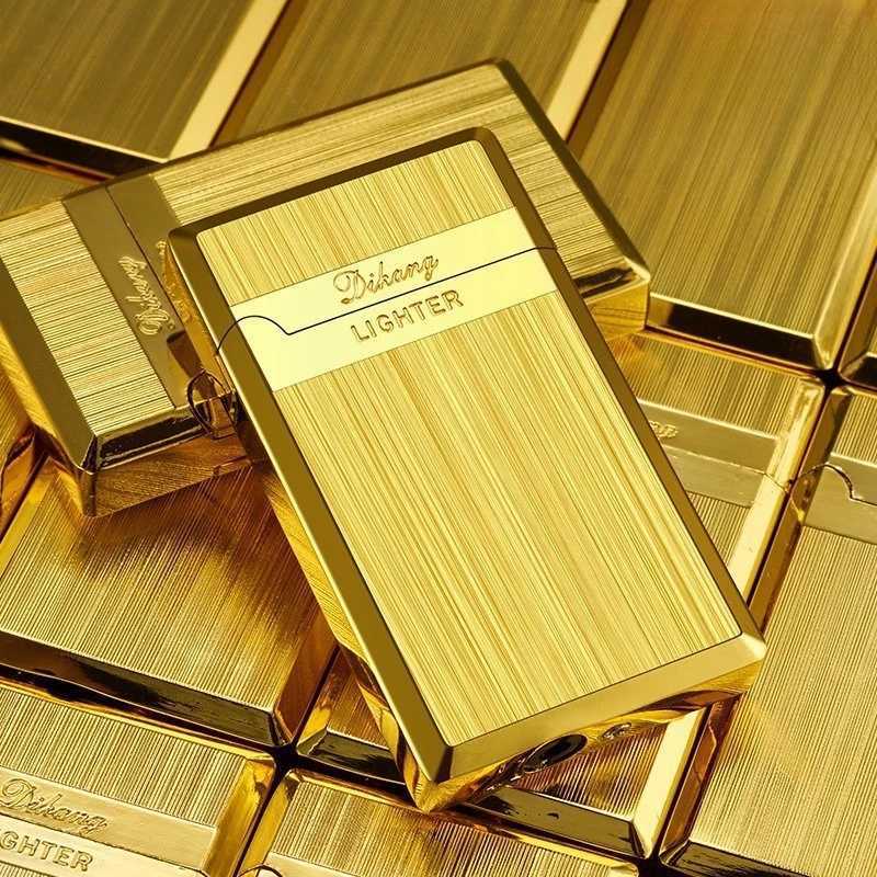 New Creative Outdoor Gas Butane Metal Turbine Torch Lighter Gold Silver Black Cigar Lighter Gadget for Men High-end Gift N260311