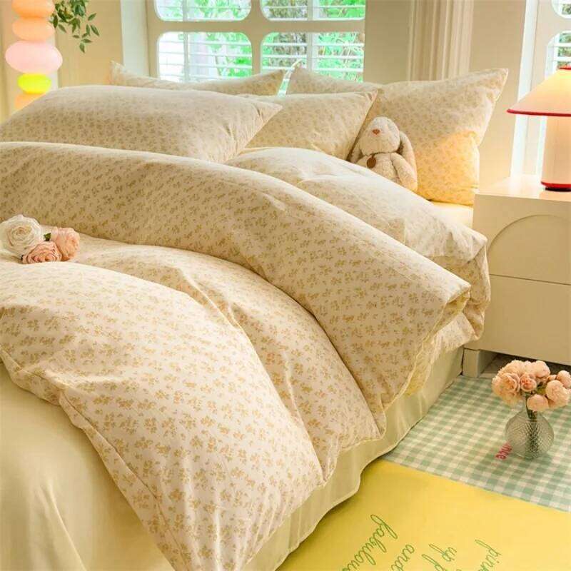 2025 New Four Seasons Available Small Floral Skin friendly Wash Cotton Bed Sheet Three Piece Set for Student Dormitory Use H260311