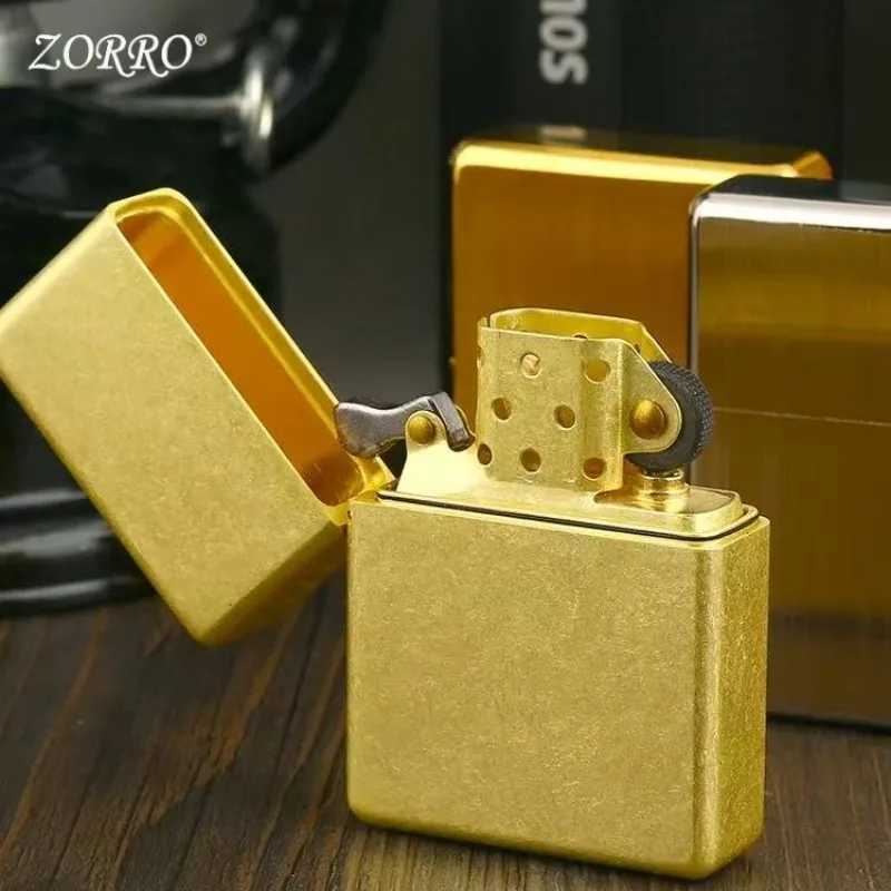 912 Heavy Duty Armor Brass/Titanium Windproof Kerosene Lighter 3/5 Hinged Metal Gasoline Lighter Mens Gift 150G N260311