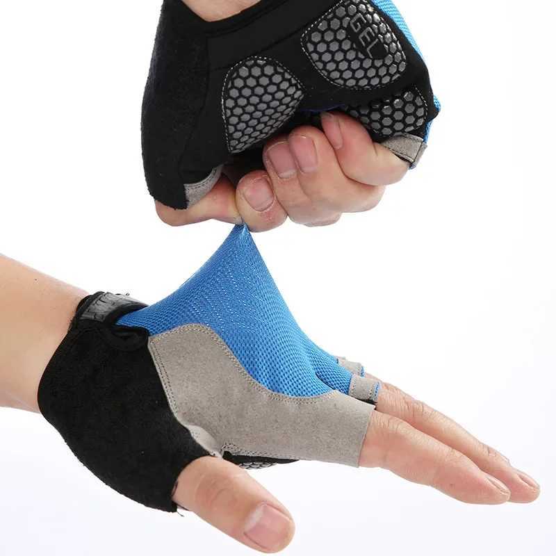 Anti Slip Shock Breathable Half Finger Gloves Breathable Cycling Gloves Fitness Gym Bodybuilding Crossfit Exercise Sports Gloves M260311
