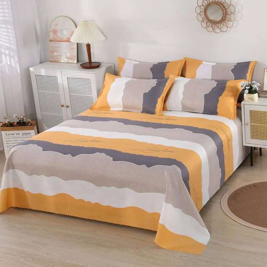 3pcs/Set Lot Home Textile with Pillowcases Cotton Material Lovers Room Bedding Flat Bed Sheet Set H260311