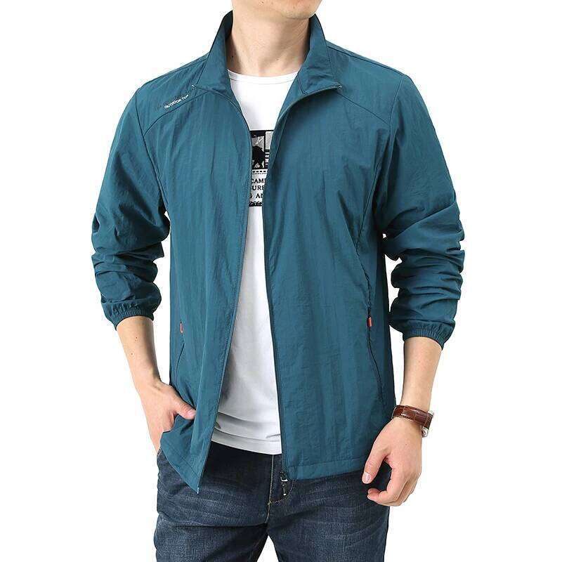 Men's Sunscreen Clothing Hiking Casual Lightweight Collar Pocket Thin Jacket New Summer UV Ice Silk Fishing Skin Windbreaker 26H0311