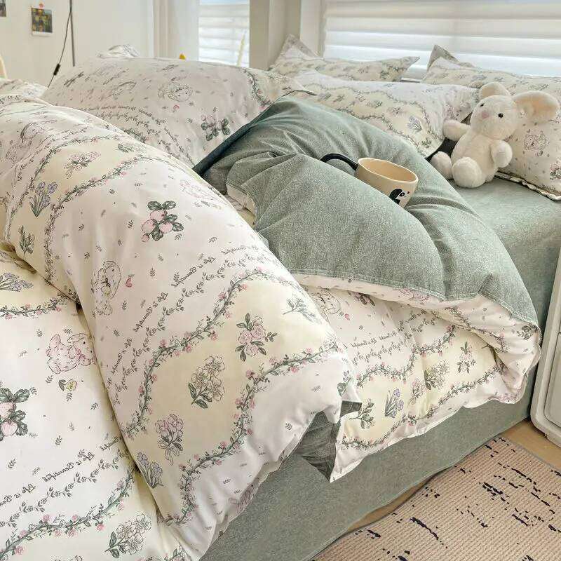 Summer Bedding Set 2024 Ins Twin Queen Duvet Cover Flat Sheet Pillowcase No Filler Girl Boys Hotel Home Bed Linens H260311