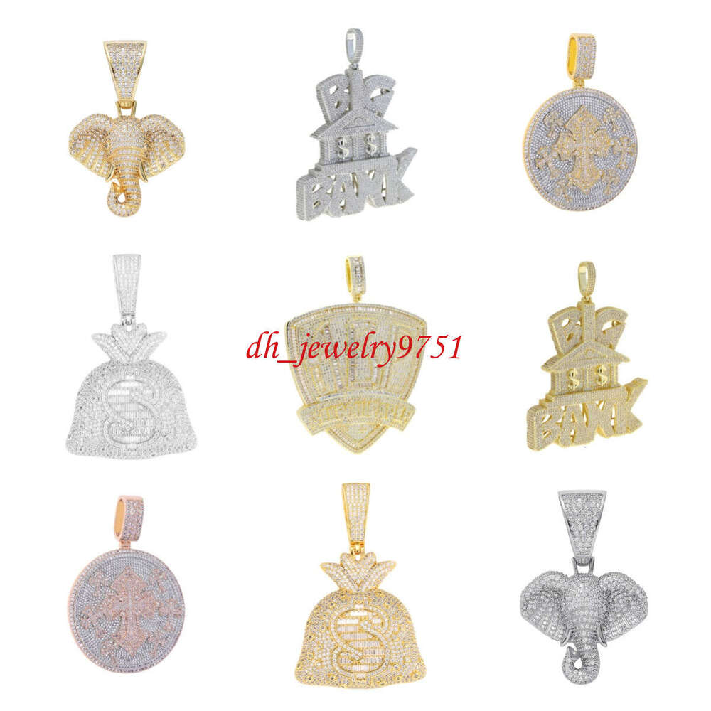2026 Moissanite Factory Iced Out Jewelry Gold Sliver Style Plated Diamonds Hip Hop Letter Pendant Men Women