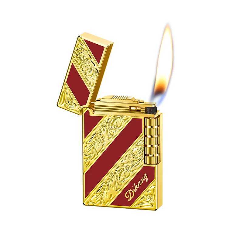 Luxury Boyfriend Gift Langsheng Lighter Crisp Steel Sound Side-Slip Metal Flip Top Flint Spark Wheel Refillable Butane N260311